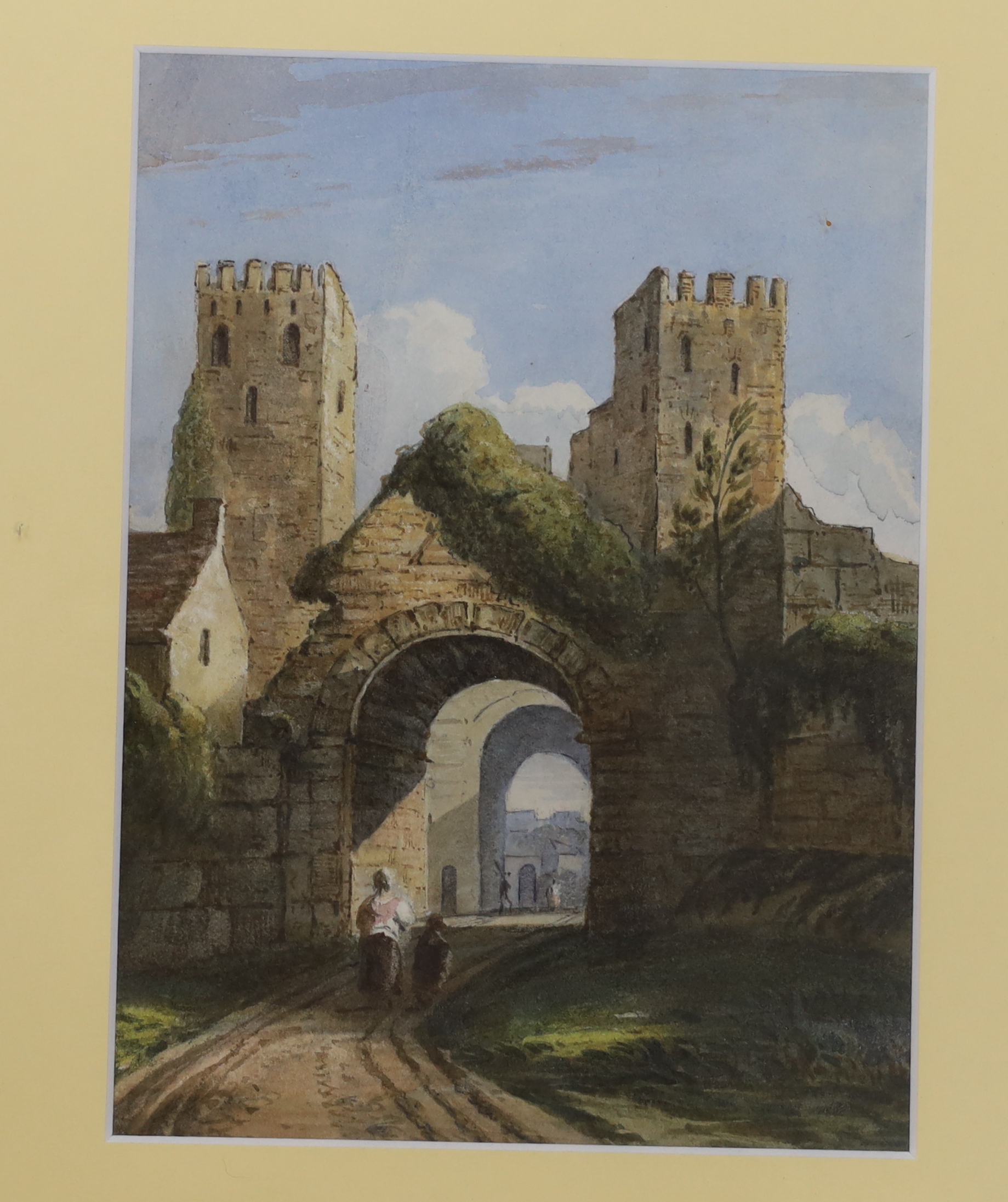 C. J. Capel (19th. C), three watercolours, comprising ‘Arco Di Drusus’, ‘Tempio Di Minerva Medica’ and ‘Acqua Felice’, unsigned, details verso, largest 16 x 24cm
